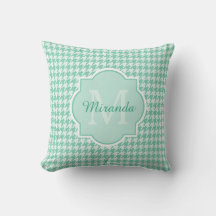 Monograma Chic Mint Green Houndstooth Com Nome
