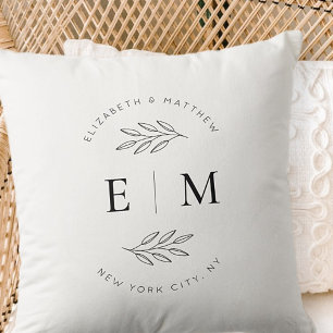 Almofada Monograma Chic Simples e Elegante de Casamento