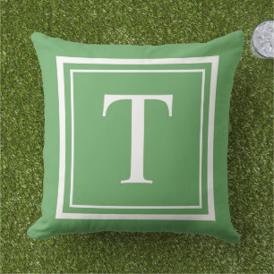 Almofada Monograma Clássico Quadrado Branco Verde