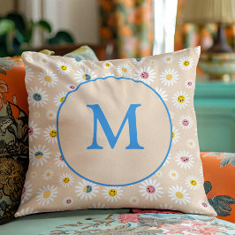 Almofada Monograma Colorido Smiling Daisy personalizado
