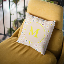 Almofada Monograma Colorido Smiling Daisy personalizado