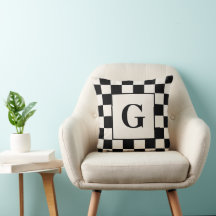 Monograma com Borda Verificada com Creme Preto