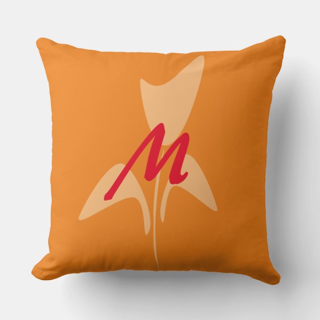 Almofada Monograma da Abstrato de Flor Brilhante (Frente)