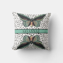 Monograma da Borboleta Negra Turquesa da Menina Mo