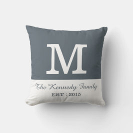 Almofada Monograma da Família Reversível de Bloqueio Branco