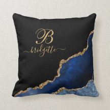 Monograma de Agitação Luminosa Dourada Azul Modern