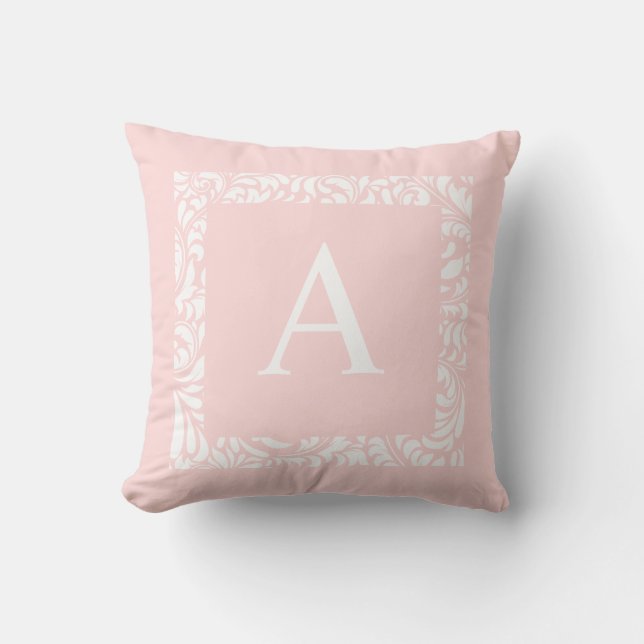Almofada Monograma de Blush A Travesseiro decorativo (Frente)