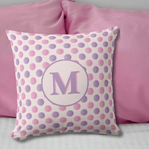 Almofada Monograma De Bolinhas Rosa E Roxo