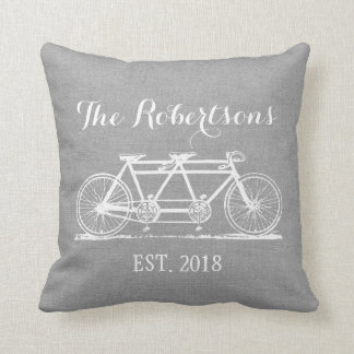 Almofada Monograma de Casamento de Bicicleta de Cinza russa