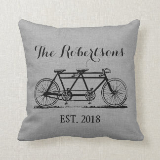 Almofada Monograma de Casamento de Bicicleta de Cinza russa