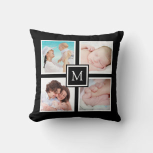 Almofada Monograma de Colagem de Fotografias Personalizado