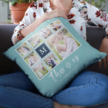 Almofada Monograma de cores editável Esta é a Colagem de fo<br><div class="desc">Travesseiro monograma com as palavras "este somos nós" em um script de na moda com 8 fotos quadradas organizadas em um layout de grade com uma borda branca ao seu redor no fazer frontal e traseiro, com 16 fotos no total que você pode substituir por suas próprias fotos, todas em...</div>
