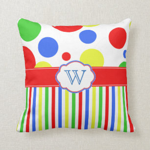 Almofada Monograma de Cores Primárias Brilhantes