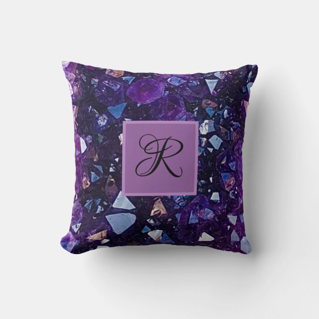 Almofada Monograma de Cristal Quartz Ametist Roxo (Frente)