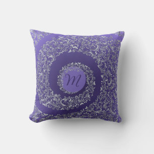 Almofada Monograma de Damasco Roxo