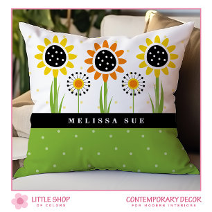 Almofada Monograma de Dandelion de Girassol Moderno