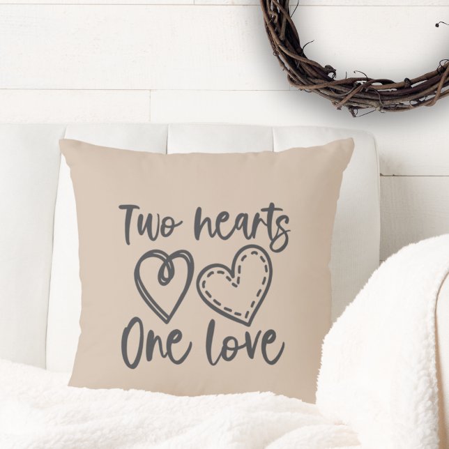 Almofada Monograma de Dois Corações Um Amor (Criador carregado)
