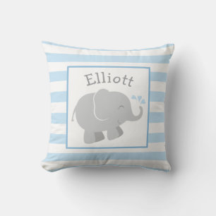 Almofada Monograma de Elefante Azul e Cinza Moderno