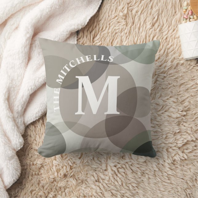 Almofada Monograma de Família com Círculos Abstratos em Cin (Cobertor)