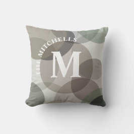 Almofada Monograma de Família com Círculos Abstratos em Cin