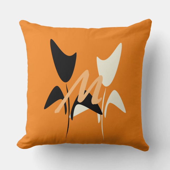 Almofada Monograma de Flores de abstrato (Frente)