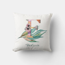Monograma de Folhagem em Aquarela com Floral Perso