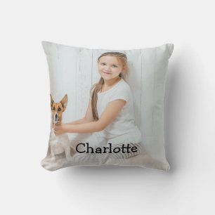 Almofada Monograma de Foto Personalizado Moderno e Elegante