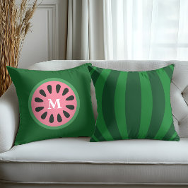 Almofada Monograma de Fruta de Melancia Rosa Verde Fofa