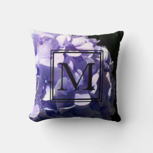 Almofada Monograma de Hydrangeas Roxo