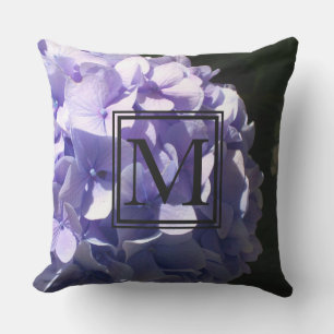 Almofada Monograma de Hydrangeas Roxo