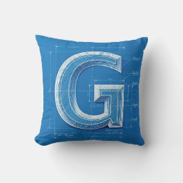 Almofada Monograma de Letra G em Blueprint
