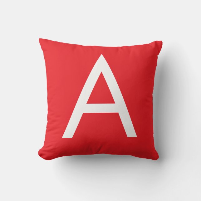 Almofada Monograma de Letra Inicial Vermelho Branco Simples (Frente)