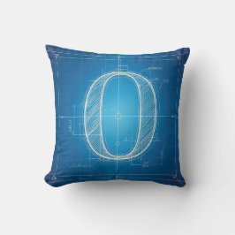 Almofada Monograma de Letra O em Blueprint
