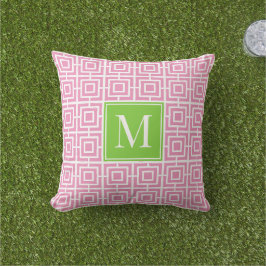 Almofada Monograma de Malha Quadrada Preppy – Rosa e Lima