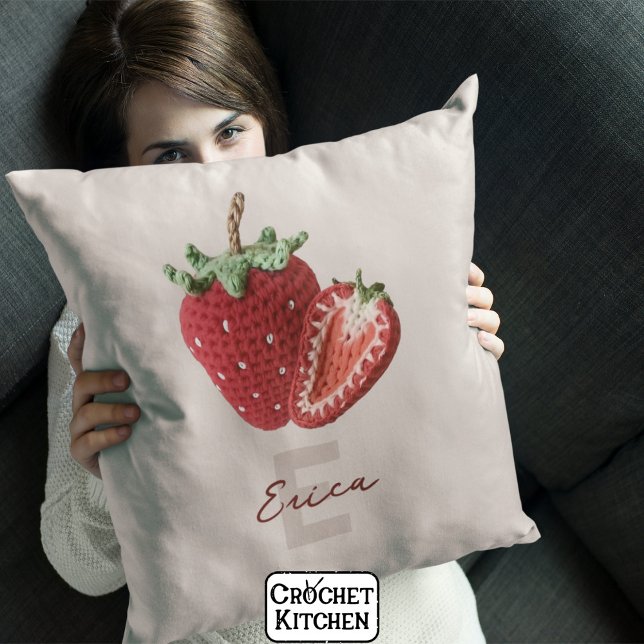 Almofada Monograma de Morango-de-Morango-Rosa-Grafo (Criador carregado)