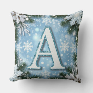 Almofada Monograma de Natal da Letra A com Floco de Neve B