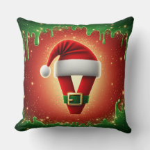 Monograma de Natal Personalizado V com Chapéu de P