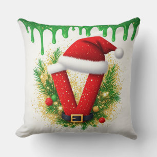 Almofada Monograma de Natal V Para Nomes de Férias