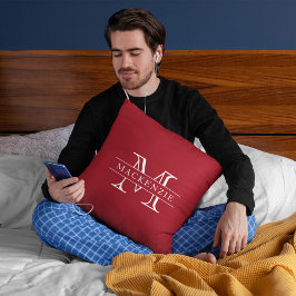 Almofada Monograma de Nome de Borda Clássica de Cores Editá