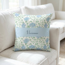 Monograma de Nome de Flor Silvestre Aquarela Azul 