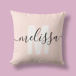 Almofada Monograma de Nome Feminino Caligrafia Rosa