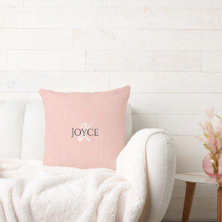 Almofada Monograma de Nomes Personalizados Cor-de-Rosa Esbr