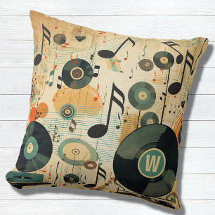 Almofada Monograma de Notas de Música Vinil da Retro Music