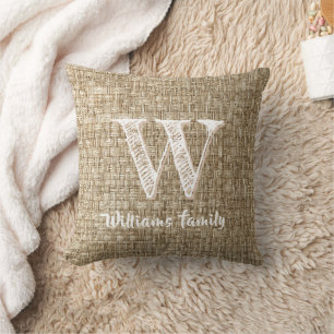 Almofada Monograma de Padrão de Weave do Country Farmhouse