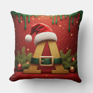 Almofada Monograma de Papai Noel A Para Presentes de Natal