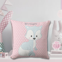 Monograma de Polka-Dot Baby Fox, Cor-de-rosa-rosa,