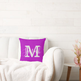 Almofada Monograma de Script Minimalista Nome Neon Purple