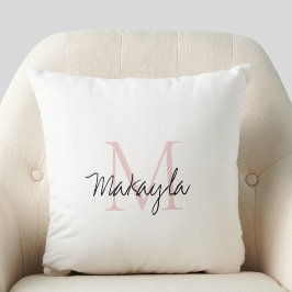 Almofada Monograma de Script Rosa Blush Nursert de Bebê