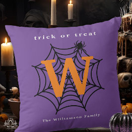 Almofada Monograma de Teia de Aranha de Halloween para Doce