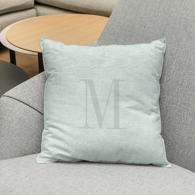 Almofada Monograma de textura verde de seafoam (Criador carregado)